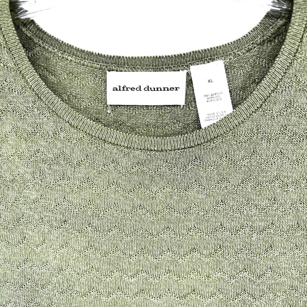 Alfred Dunner Sage Green Textured Knit Sweater Top Sz XL Classic Layering Piece - Picture 3 of 7